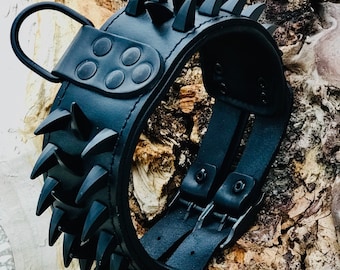 Handmade Buffalo Leather Spike Dog Collar: Personalized, Durable