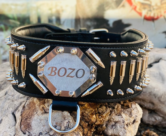 Bullet Dog Collars Handmade Dog Collars Custom Dog Collar Personalized Collars Engraved Dog Collar Custom Dog Collar With Name Etsy