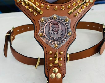 Handmade Leather Dog Harness: Personalized Buffalo Leather Collar