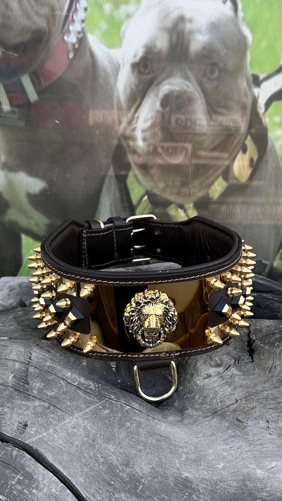 Handgefertigtes breites Lederhalsband fr groe Hunderassen - Etsy.de