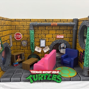 A 1:12 TMNT 80&#39;s Cartoon Version Of Sewer Lair Living Room Diorama-Perfect for Neca Teenage Mutant Ninja Turtles (TMNT) (Figs not included)