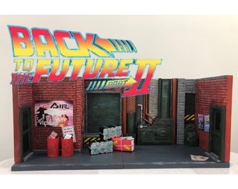 Een 1:12 Back To The Future Part 2 Alley Diorama-Perfect voor Neca/McFarlane of een 7" figuur (Fig. niet inbegrepen) Handgemaakt zeldzaam item