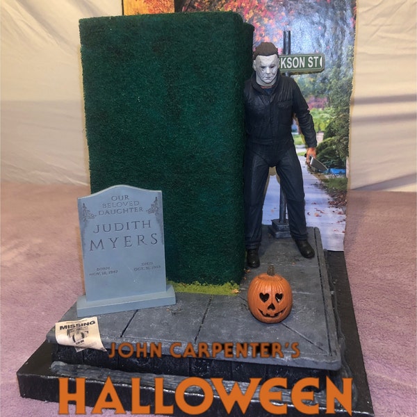 Handmade Diorama of Halloween Michael Myers scene (Figure Not Included)