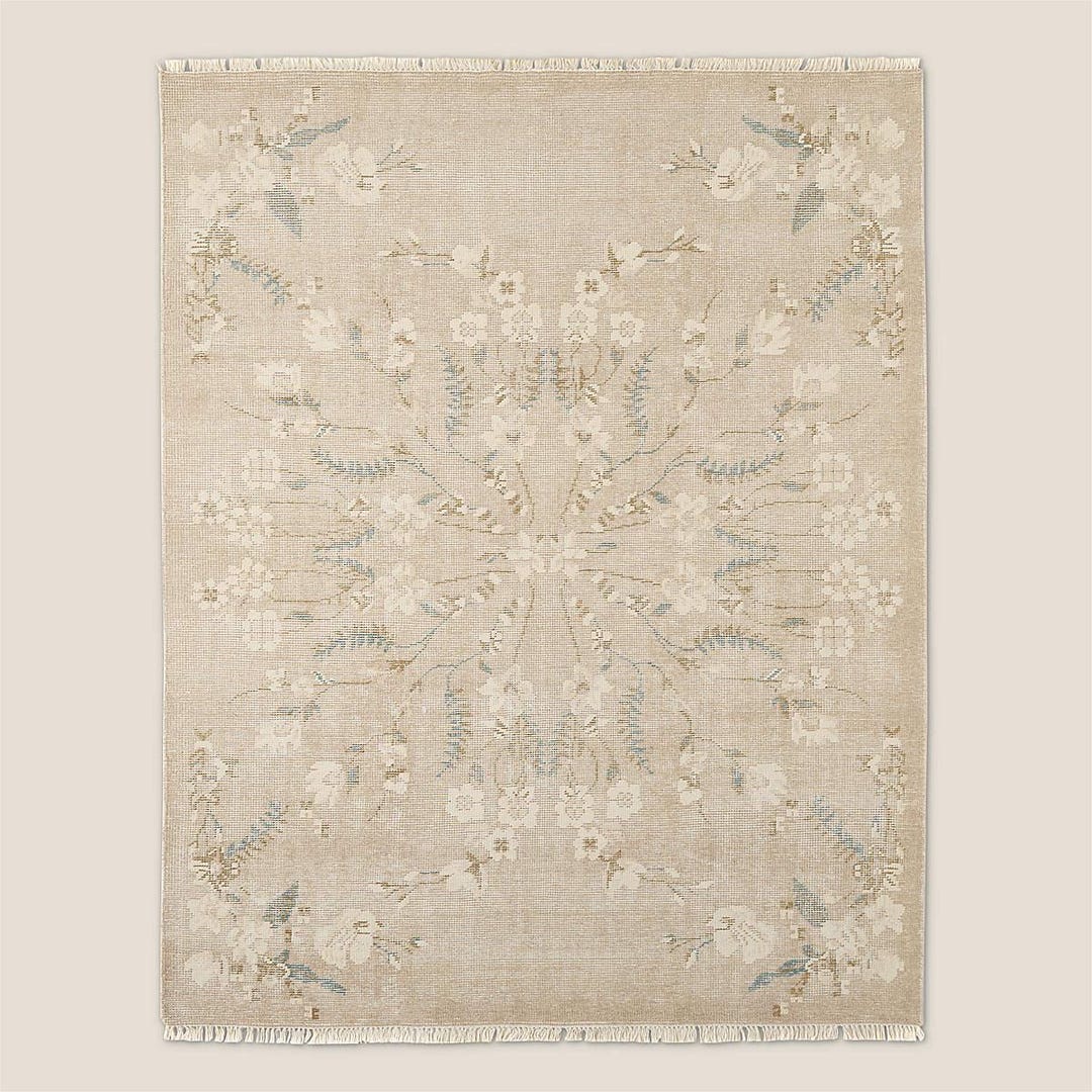 Lavish Hand-knotted Light Taupe Floral Wool Area Rug 8'x'10' 9x12 10x14 ...