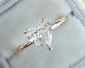 1.50 CT Classic Heart Brilliant Moissanite Engagement Ring, Wedding Ring, Simulated Diamond Solitaire Anniversary Ring, 10/14K Gold Ring.