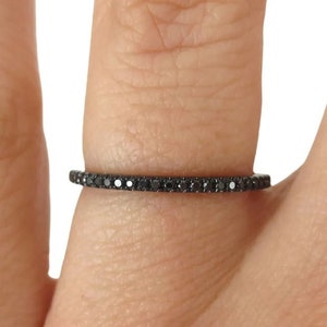 Black Diamond Eternity Band, Full Band, Stacking Ring, Engagement Ring, Stackable Black Diamond Ring, Birthday Gift for her, Wedding Band