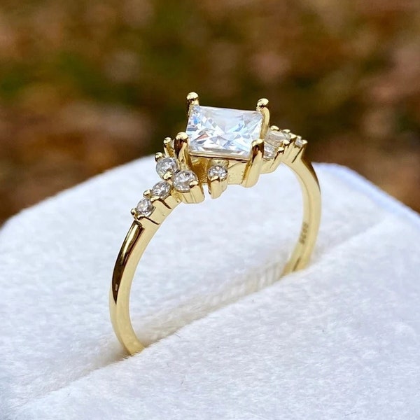 2.0 Ct Princess Moissanite Engagement Ring, Princess Engagement Ring, Wedding Moissanite Ring, Promise Ring, Diamond Ring, Anniversary Gift