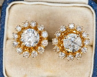 Moissanite Stud Earrings with Diamond Jackets Friction Style Backs 14K Yellow Gold Earrings Round Diamond Earrings Anniversary Gift