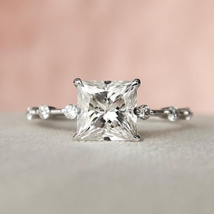 2.5 CT Princess Cut Engagement Ring, Princess Moissanite Ring, Wedding Ring, 14k White Gold Ring for Women, Proposal Ring, Anniversary Gift.