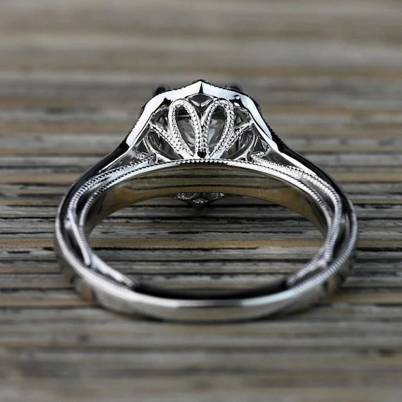 1920s Antique Vintage 2.0 Ct White Cushion Cut Diamond Wedding Engagement  Ring Set,925 Sterling Silver Ring,art Deco Antique Bridal Ring Set 