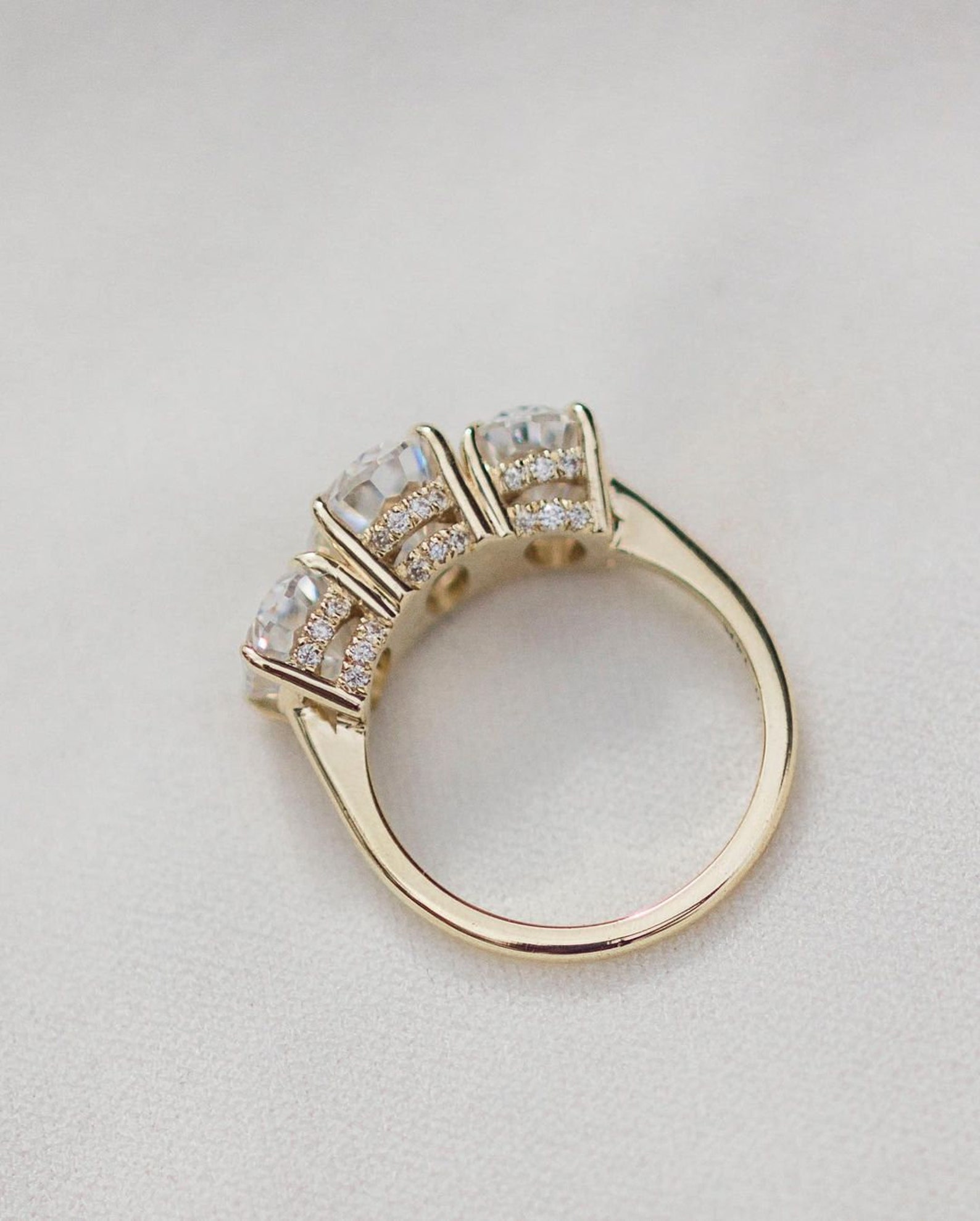 Three Stone Oval Engagement Ring Oval Cut Moissanite Wedding - Etsy