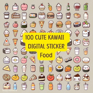 Cute Kawaii Digital Sticker Pack for Goodnotes, Planners and Scrapbooking, Adorable Food-Themed Illustrations, Perfect for Journaling, PNG