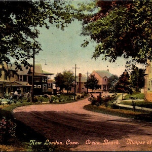 Ancienne carte postale couleur New London Ocean Beach CT Mott Avenue L-469 publiée en 1912