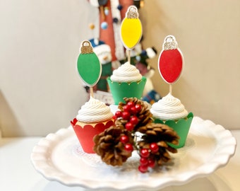 Décoration pour cupcakes lumière de Noël