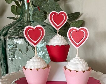 ハートカップケーキピック、バレンタインカップケーキピック、ハー