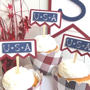 4th of July USA Cupcake Toppers