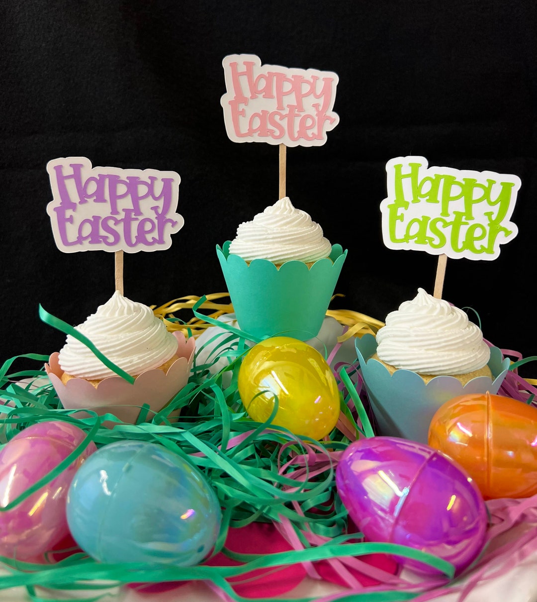 Happy Easter Cupcake Toppers Etsy