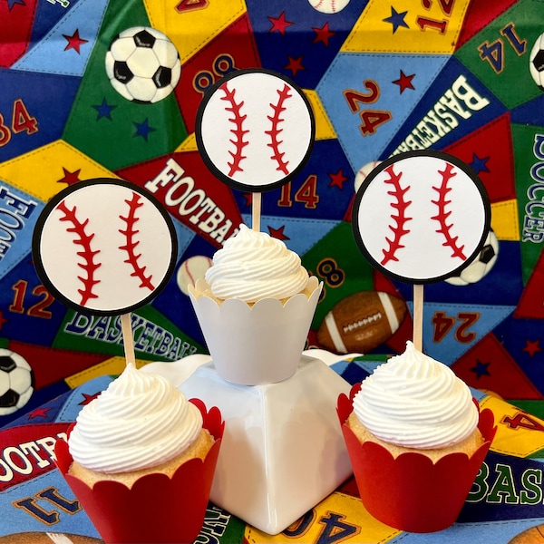 Baseball Cupcake Toppers Etsy