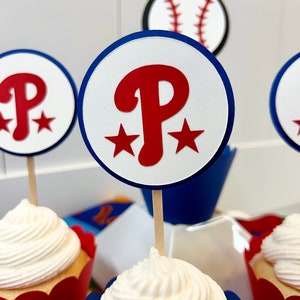 Décorations pour cupcakes des Phillies de Philadelphie Round "P"