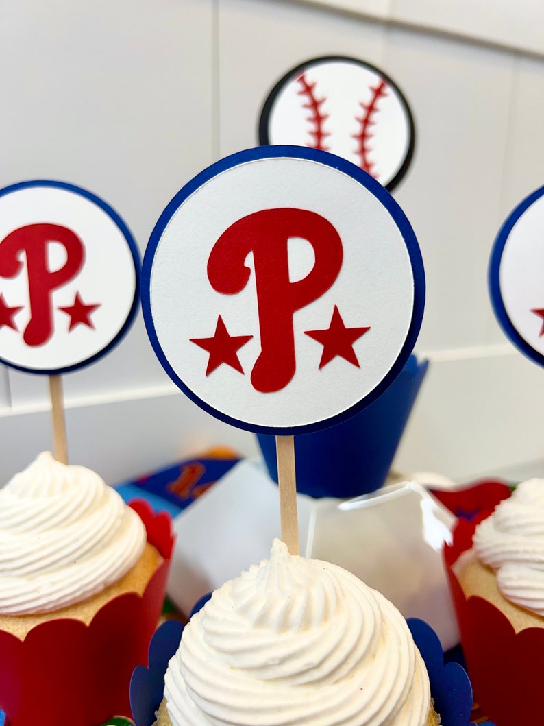 Décorations pour cupcakes des Phillies de Philadelphie Round "P"