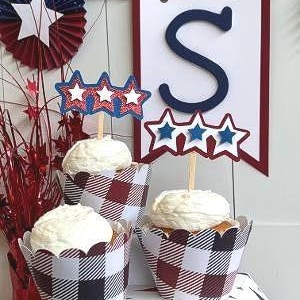 4th of July Star Trio Cupcake Topper