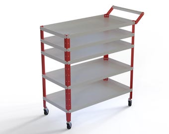 DIY Tool Box Cart Plan – Heavy-Duty Mobile Tool Trolley Drawing | CNC Ready .dxf + xt + stl + exe + pdf
