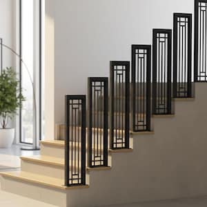 Barandilla moderna de acero negro para escaleras: Juego de pasamanos para montaje en pared