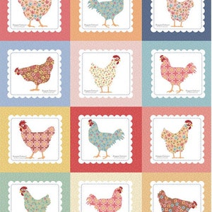 Poppie Cotton - Prairie Sisters Homestead Quilted Countryside Chicken Pillow Panel - Sold by the Panel