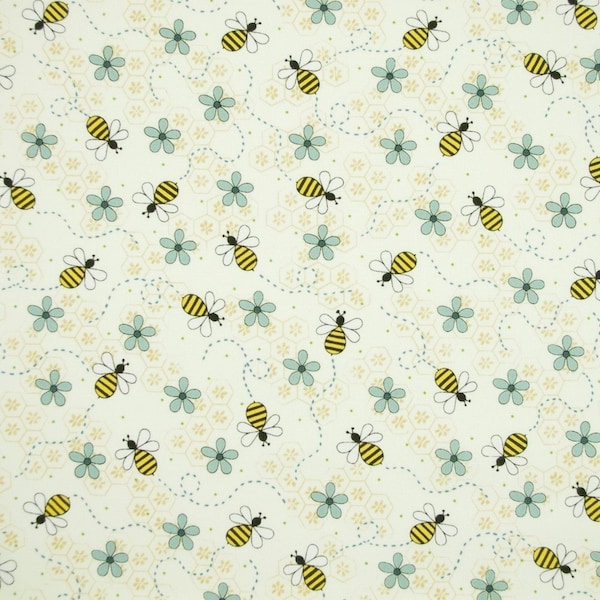Henry Glass & Co. All About The Bees Bee Trails - Cream / Fabric By The Yard | Sold by The 1/2 Yard