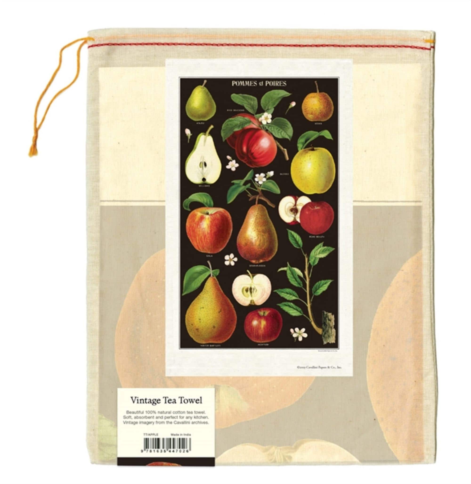 Cavallini and Co Tea Towel Apples and Pears Tea Towel / 100% - Etsy