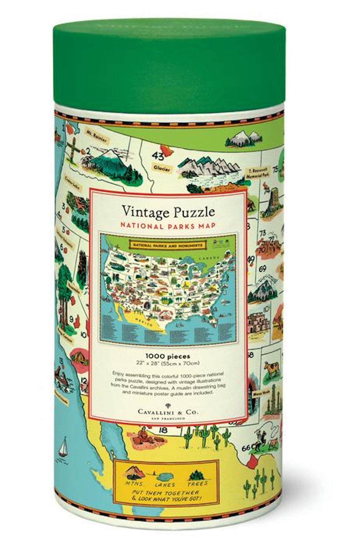 Cavallini and Co Puzzle / National Parks Map 1000 Pc Vintage - Etsy