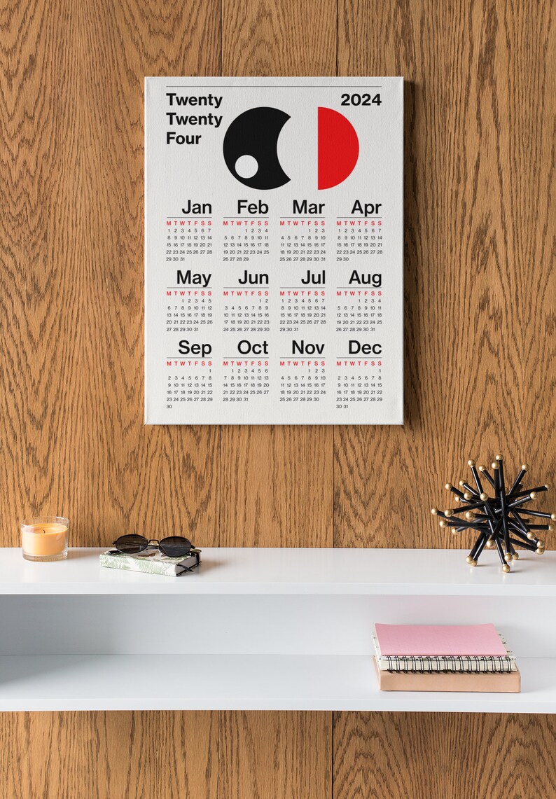 2024 Minimal Calendar Bauhaus Poster Single Page Modernist Etsy Canada