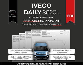 Iveco Daily Plans 3520L 2014 Onwards Blank Template for Campervan Conversion Layout and Design