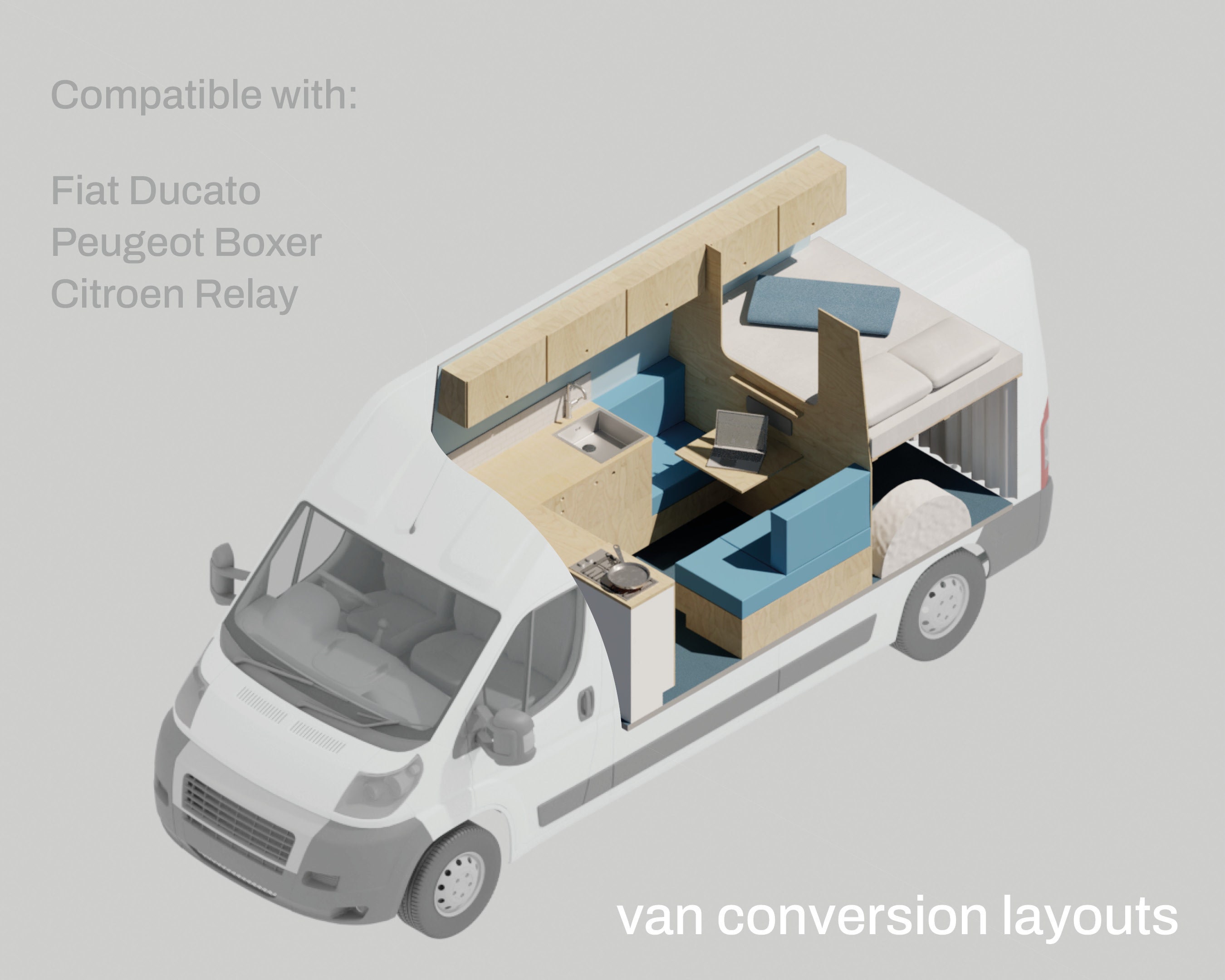 Remy Van Conversion Layout for L3H2 Fiat Ducato, Peugeot Boxer and Citroen  Relay -  UK