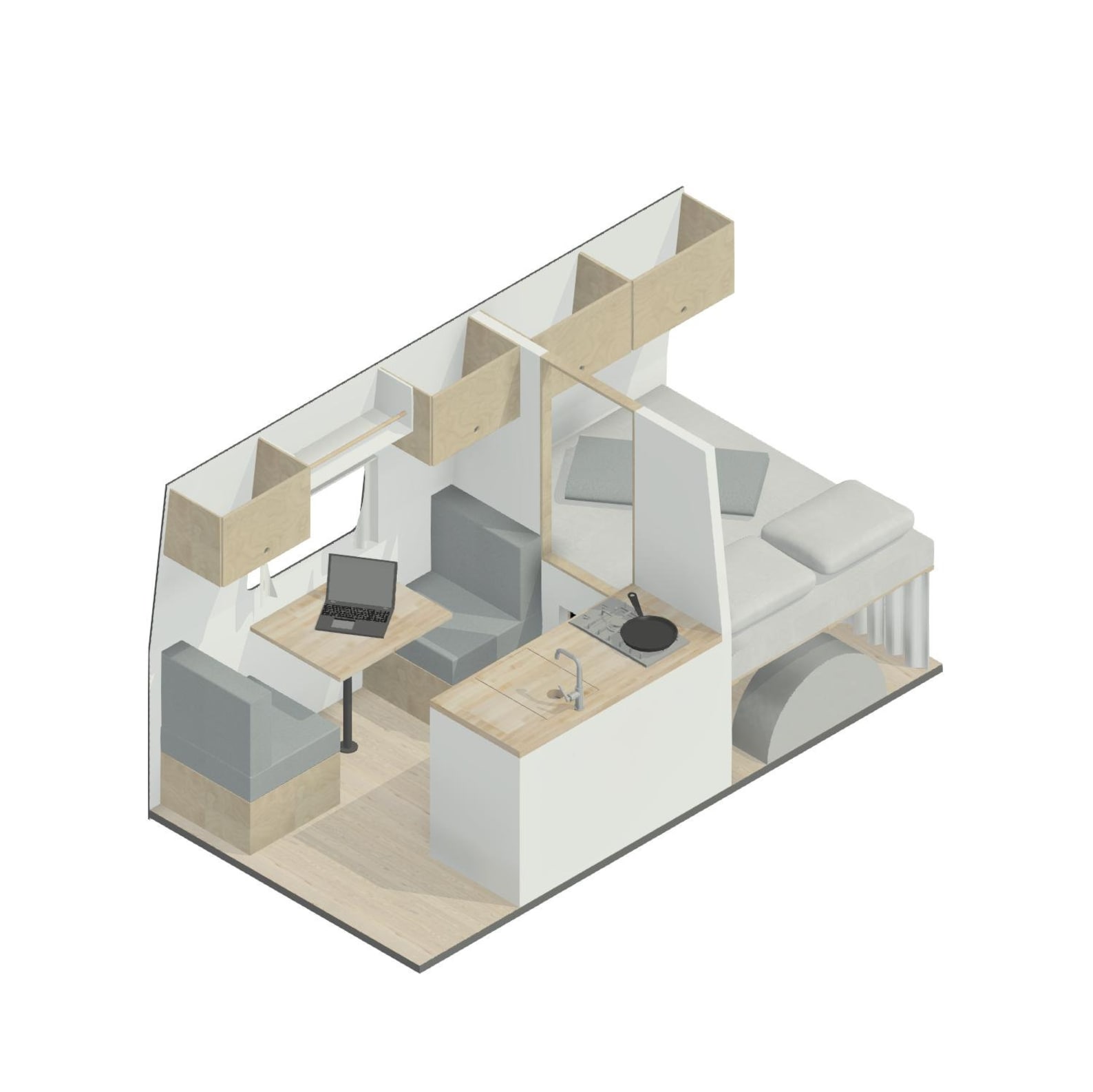 Claude Van Conversion Layout for L3H2 Fiat Ducato, Peugeot Boxer and