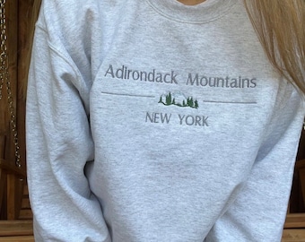 Adirondack Mountains NY Embroidered Crewneck Sweatshirt