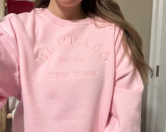 Pink Monochromatic Buffalo New York Embroidered Sweatshirt