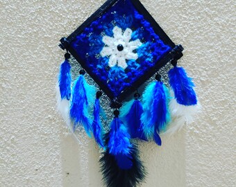 Square blue carhanging dreamcatcher