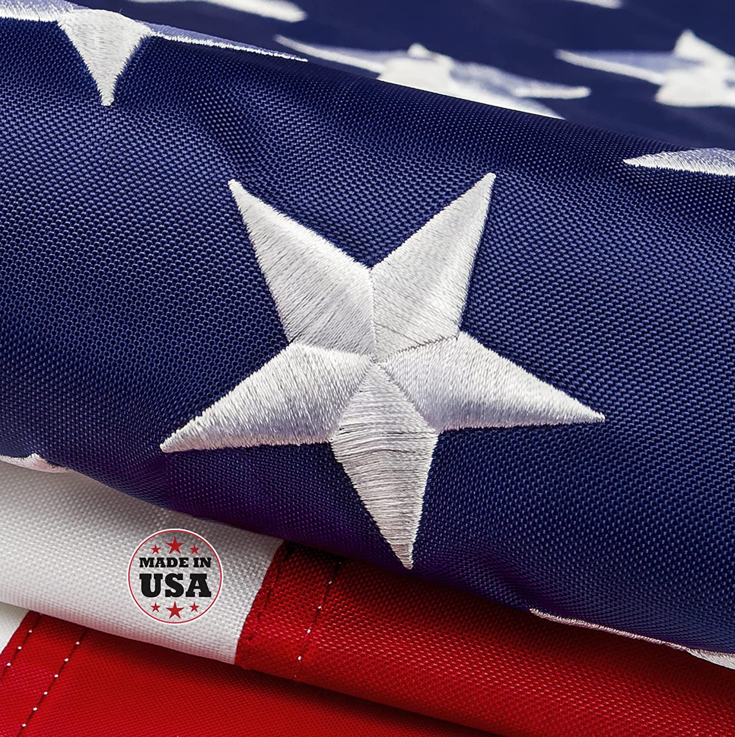 Embroidered USA Flag 2x3 Foot - American Stars And Stripes With Flag Pole Rings - Nylon