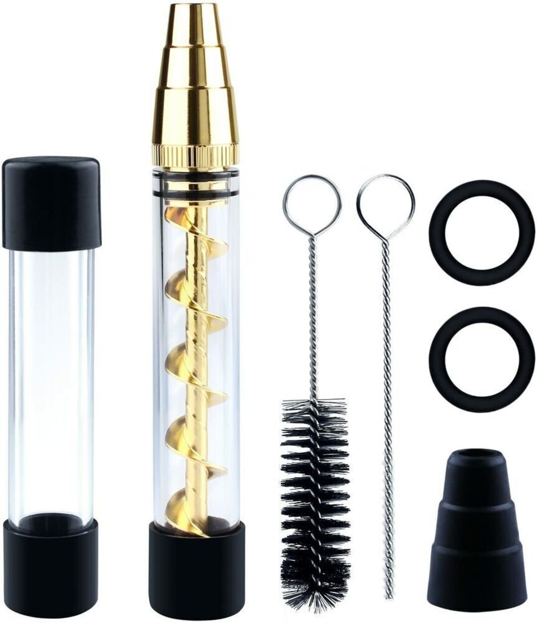 Art Glass Shade Glass Blunt Pipe Twisty 7-in-1 Kit - Includes Grinder, Cleaning Rod & 3 Glass Tubes Glass Collectible Antique Lamps