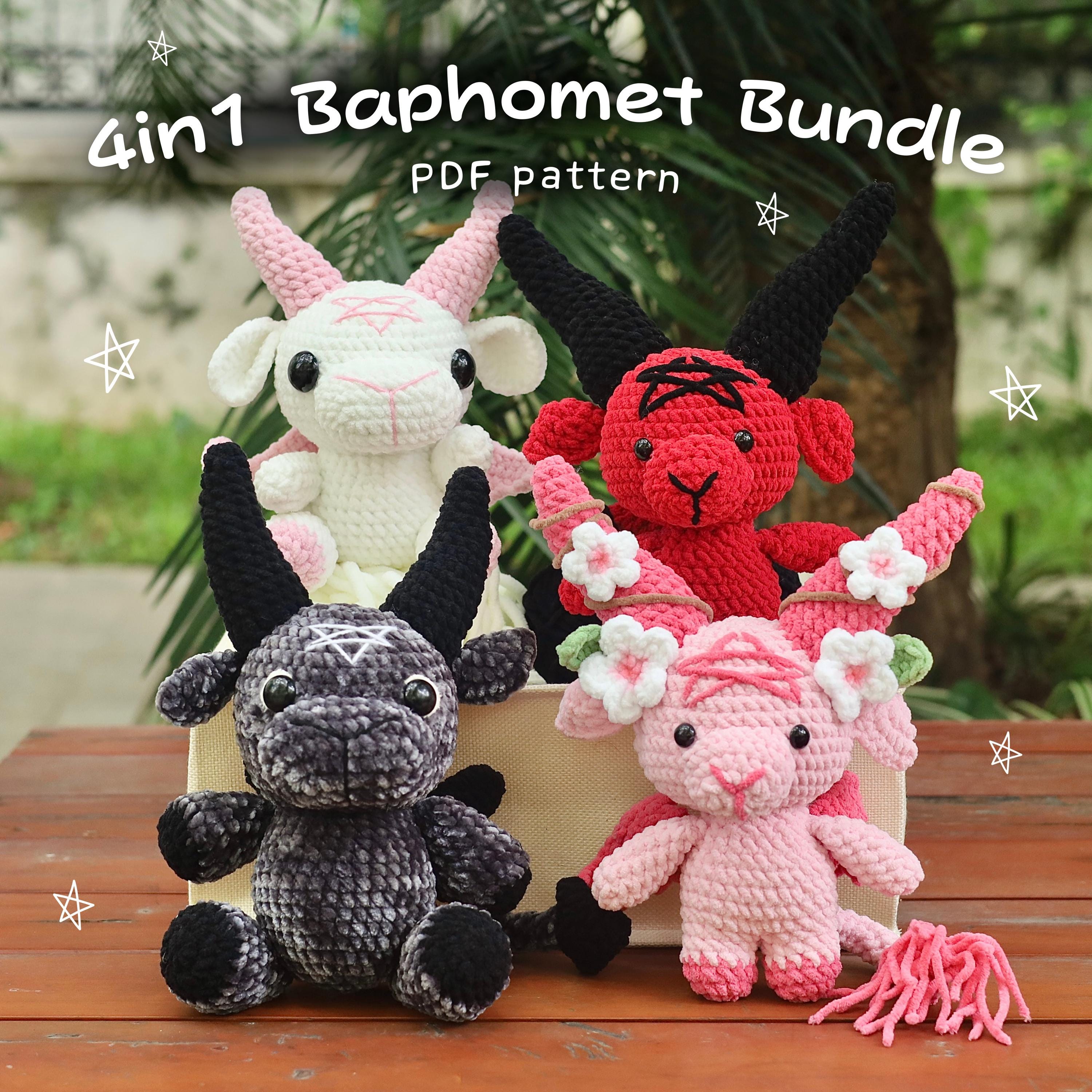 4-in-1 Baphomet Bundle Häkelanleitung, Plüschtier Teufel Goth Halloween, Grimmig Grinsende Ziege Anleitung, Engel Dämon Anleitung, Englisch Anleitung