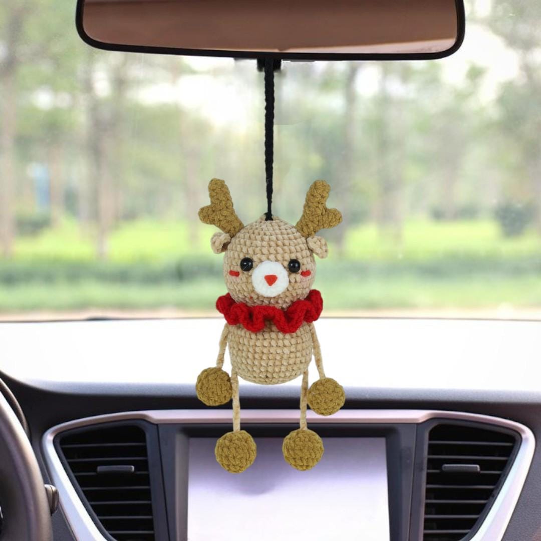 Reindeer Car Hanging Crochet Pattern, Amigurumi Christmas Reindeer