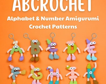 Alphabet Number Crochet Pattern Bundle, 26 Letters Keychain