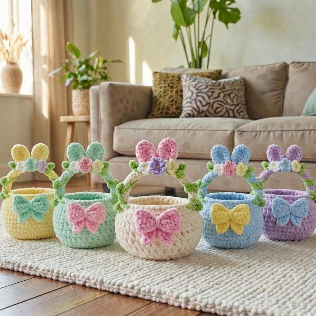 Crochet Easter Bunny Basket Pattern | Egg Hunt Bucket (PDF Pattern) - Etsy