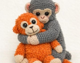 2in1 Punch Monkey Crochet Pattern, Hugging Monkey & Plush Friend, Mini Emotional Support Animal