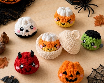 Halloween Dumplings and Steamer Crochet Pattern, Viral No Sew Dumpling Amigurumi, Spooky Food Crochet PDF Pattern