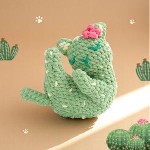 Cactus Cat Crochet Pattern, Chubby Cats Easy Amigurumi, Crochet Plushies Cactus Plant Pot Bundle, Low Sew Loaf Cat Flower Pattern, Cat Lover image 5
