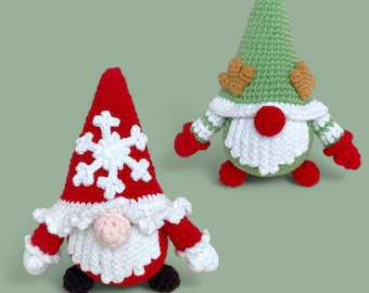 Patrón de crochet de gnomo navideño, lindos patrones de crochet para amigurumi navideño, patrón de crochet de gnomo navideño, patrones navideños