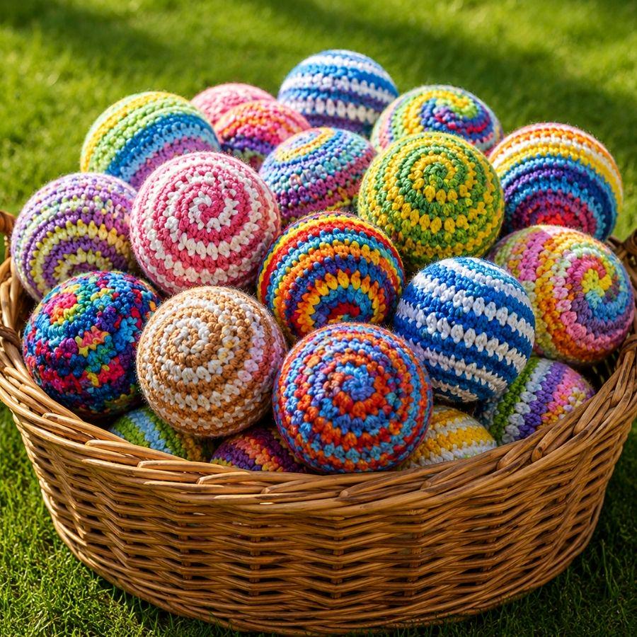 3in1 Hand Stitched Hacky Sack Footbag Crochet Pattern, 90s Retro ...