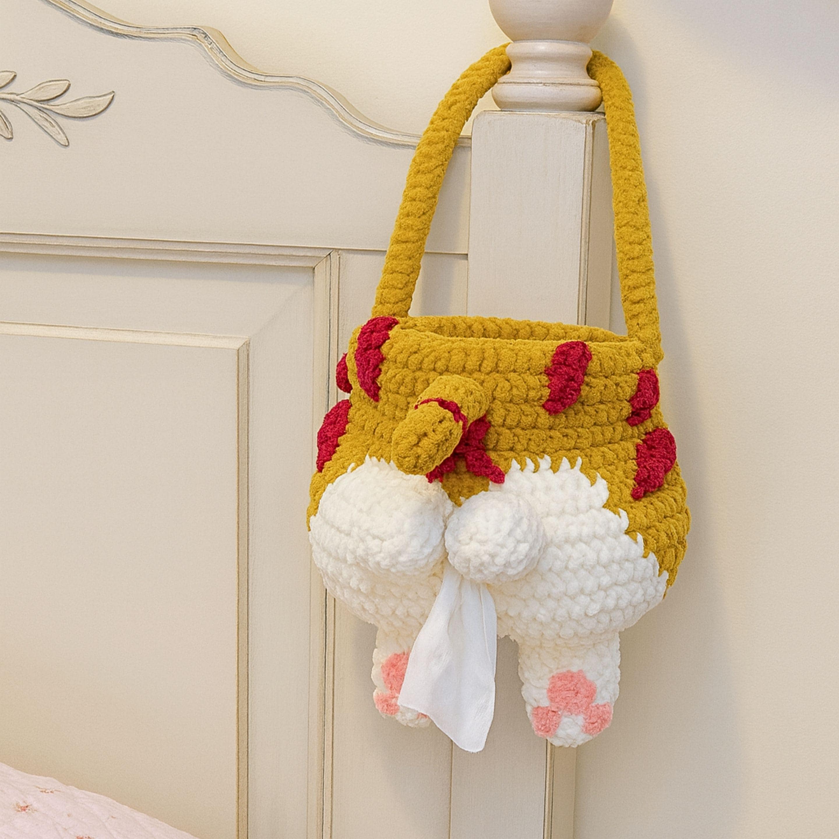 Cat Butt Tissue Holder Crochet Pattern Funny Cat Home Organizer Sofa 